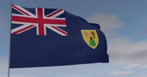 Flag Turks and Caicos patriotism national freedom, seamless loop, alpha channel — Stock Video