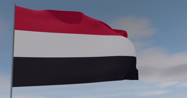 Bandera Yemen patriotismo libertad nacional, bucle sin fisuras, canal alfa — Vídeo de stock