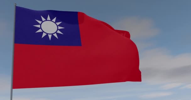 Flagga Republiken Kina Taiwan patriotism nationell frihet, sömlös loop, alfakanal — Stockvideo