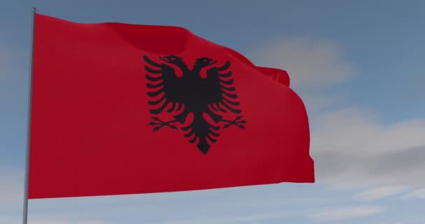 Vlajka Albánie vlastenectví národní svoboda, bezešvé smyčky, alfa kanál — Stock video