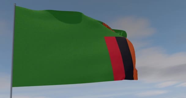 Флаг Замбии патриотизм национальная свобода, бесшовный цикл, альфа-канал — стоковое видео