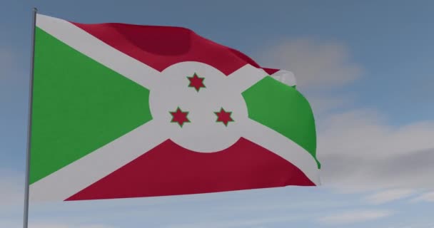 Flaga Burundi patriotyzm wolność narodowa, płynna pętla, kanał alfa — Wideo stockowe