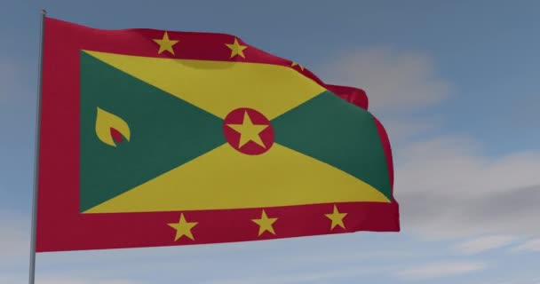 Bayrak Grenada vatanseverlik ulusal özgürlük, kusursuz döngü, alfa kanal — Stok video