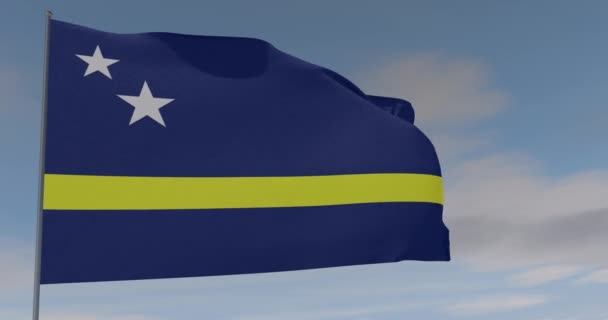 Flagga Curacao patriotism nationell frihet, sömlös loop, alpha kanal — Stockvideo