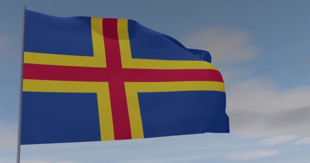 Vlajka Alandské ostrovy vlastenectví národní svoboda, bezešvé smyčky, alfa kanál — Stock video