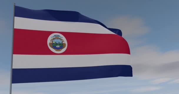 Vlajka Kostarika vlastenectví národní svoboda, bezešvé smyčky, alfa kanál — Stock video