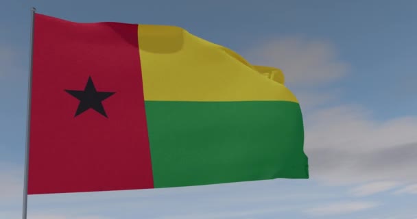 Vlajka Guinea-Bissau vlastenectví národní svoboda, bezproblémová smyčka, alfa kanál — Stock video