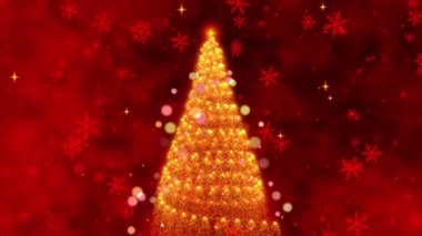 Kıvılcımlı bir Noel Ağacı 'nın yer aldığı sihirli bir Noel animasyonu. Etrafı şenlikli bir Kızıl Arka plan ve parıldayan kar taneleri ve yıldızlarla çevrili. Yüksek kalite 4k görüntü