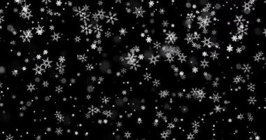 Zarif Kar Tanelerinin Karanlık Bir Arkaplanda Dans Ettiği Büyüleyici Döngü Animasyonu, Bayram ve Noel temalı Arka plan veya Dekor İçin Mükemmel. Yüksek kalite 4k görüntü