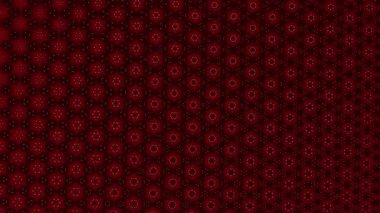 Yıldız ve altıgen geometriyi birleştiren dinamik derin kırmızı animasyon, yoğun merkezi desenlerden daha yumuşak kenarlara, ritmik hareket ve ince parçacıklar, kusursuz döngü ile kayıyor. Yüksek kalite 4k görüntü