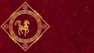 Çin Yeni Yılı 'nın Kutlayıcı Ruhu' nu, 2023 'te Altın Bir At, Refah ve İyi Geleceği simgeleyen Güzel Döngülü Animasyon ile kutlayın. Yüksek kalite 4k görüntü