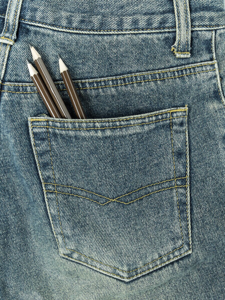 Pencils in jeans pocket