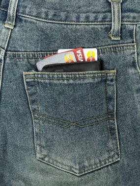 Kredi kartları cüzdan kot pantolon cebinde