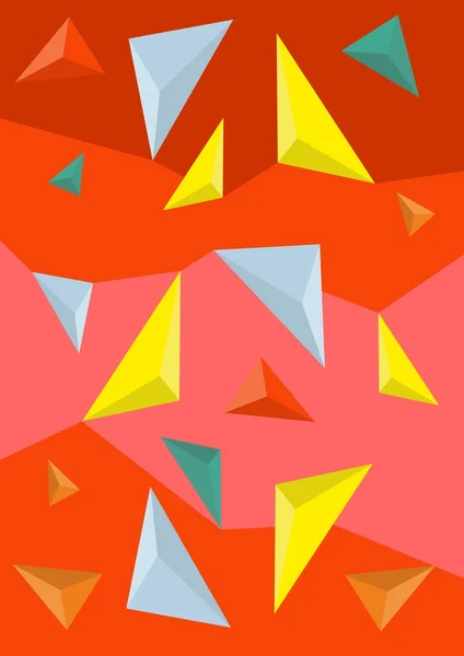 hafiflik içinde yüzen nesneler farklı şekiller parlak kırmızı bir arka plan üzerinde renkli üçgen