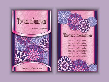 Cover, abstract, composition, cover page A4 brochure, text, frame, motifs, floral, ornaments and mandalas.Floral vector Oriental flyer design layout template front and back sides. Easy to use and edit clipart