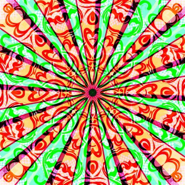 Soyut arkaplan. Örtü ve kumaş için çok uygun. Retro tarzı renkli ışık arkada eşit olarak yayılır. Tasarım için vektör illüstrasyonu. EPS 10