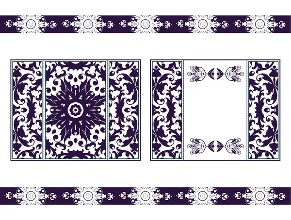 Flyer Laser Cutting Mandala Vector Paper Card Purple Crimson Lace — Stock Vector