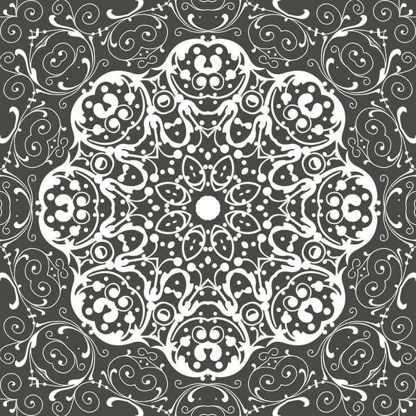 Seamless Floral Pattern Motif Coloring Mandala Drawn Pen Black White — Stock Vector