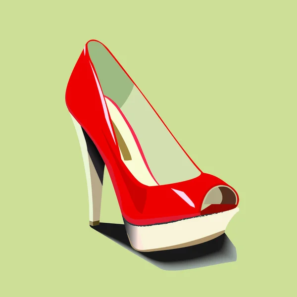 Ein roter Schuh mit hohen Absätzen — Stockvektor