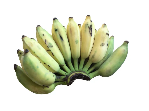 Cultivated Banana, Thai Banana and green banana leaf isolated on — Stock Photo, Image