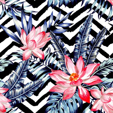 Lotus palmiye ağacı ve muz yaprağı