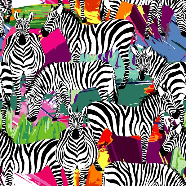 Zebra black and white pattern, painting background — Stock Vector