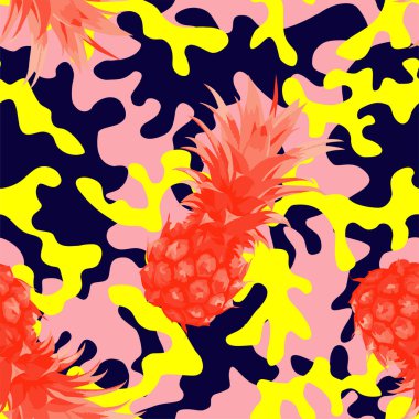 ananas ile pembe sarı renkte askeri camo