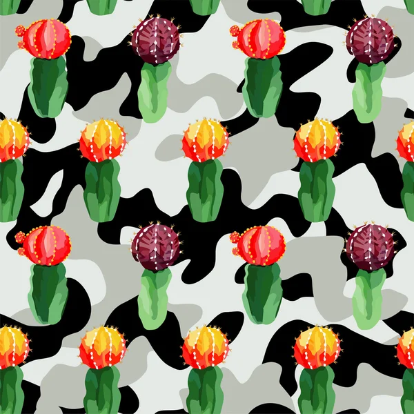 Kaktus i camo bakgrunden — Stock vektor