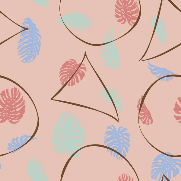 Bladeren Vector Contouren Roze Groen Blauw Moderne Trendy Bloemen Naadloos Stockillustratie