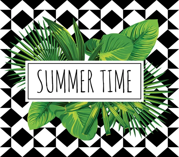 Tropical print. Summer time slogan — Stock Vector