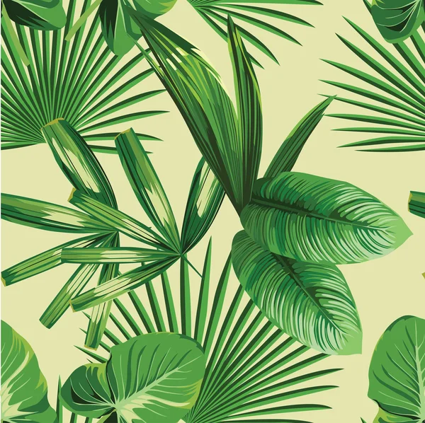 Tropical palma folhas sem costura fundo — Vetor de Stock