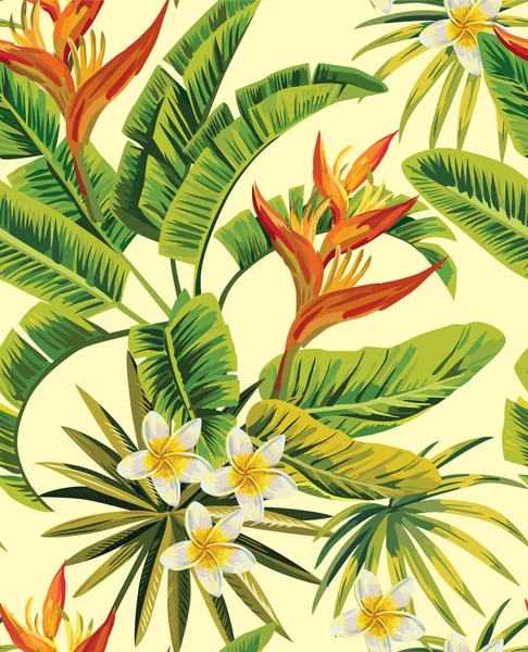 Tropische plumeria exotische Blumen Muster — Stockvektor