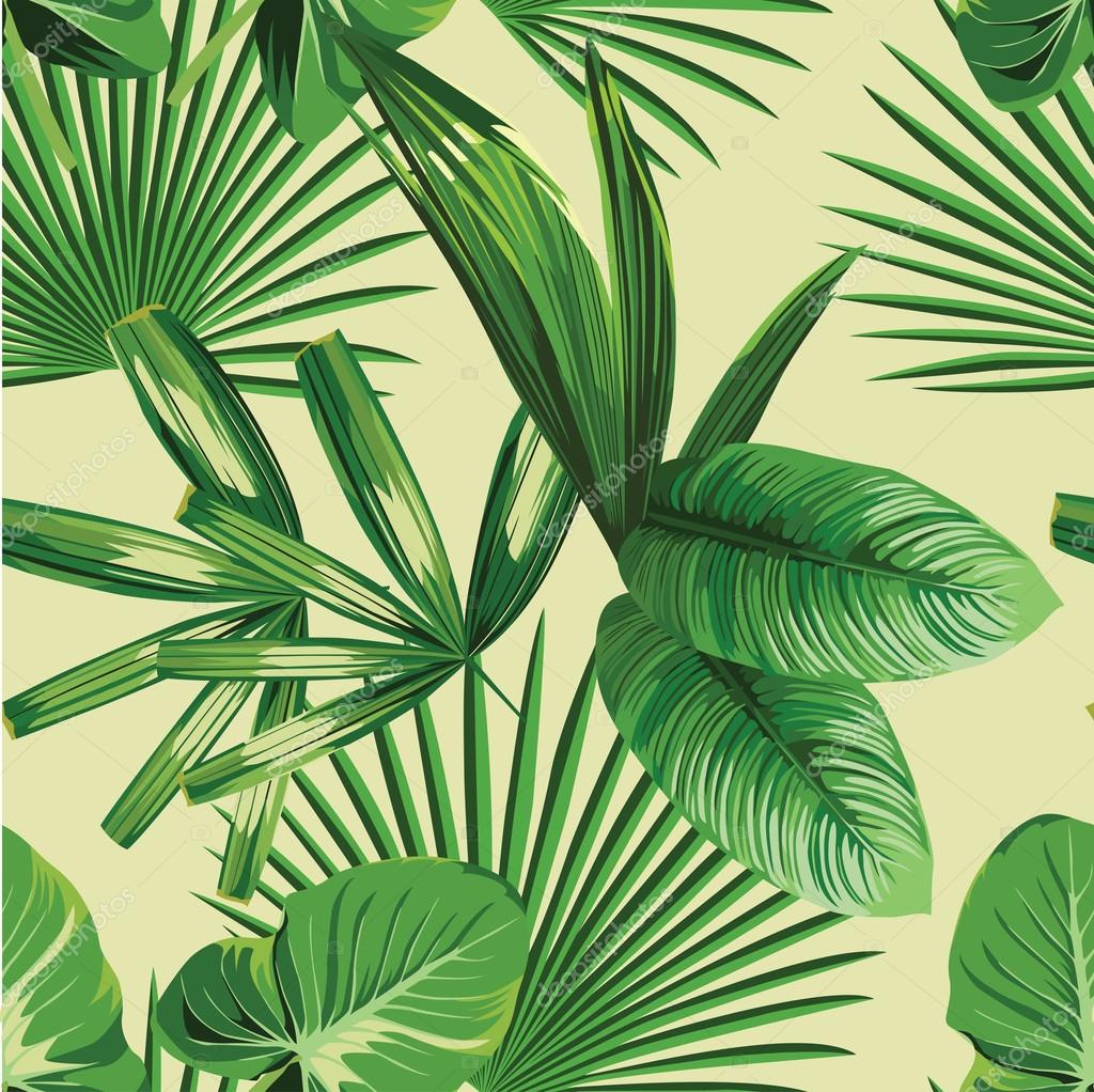 Tropical palm leaves seamless background Stock Vector Image by ©berry2046  #89289174