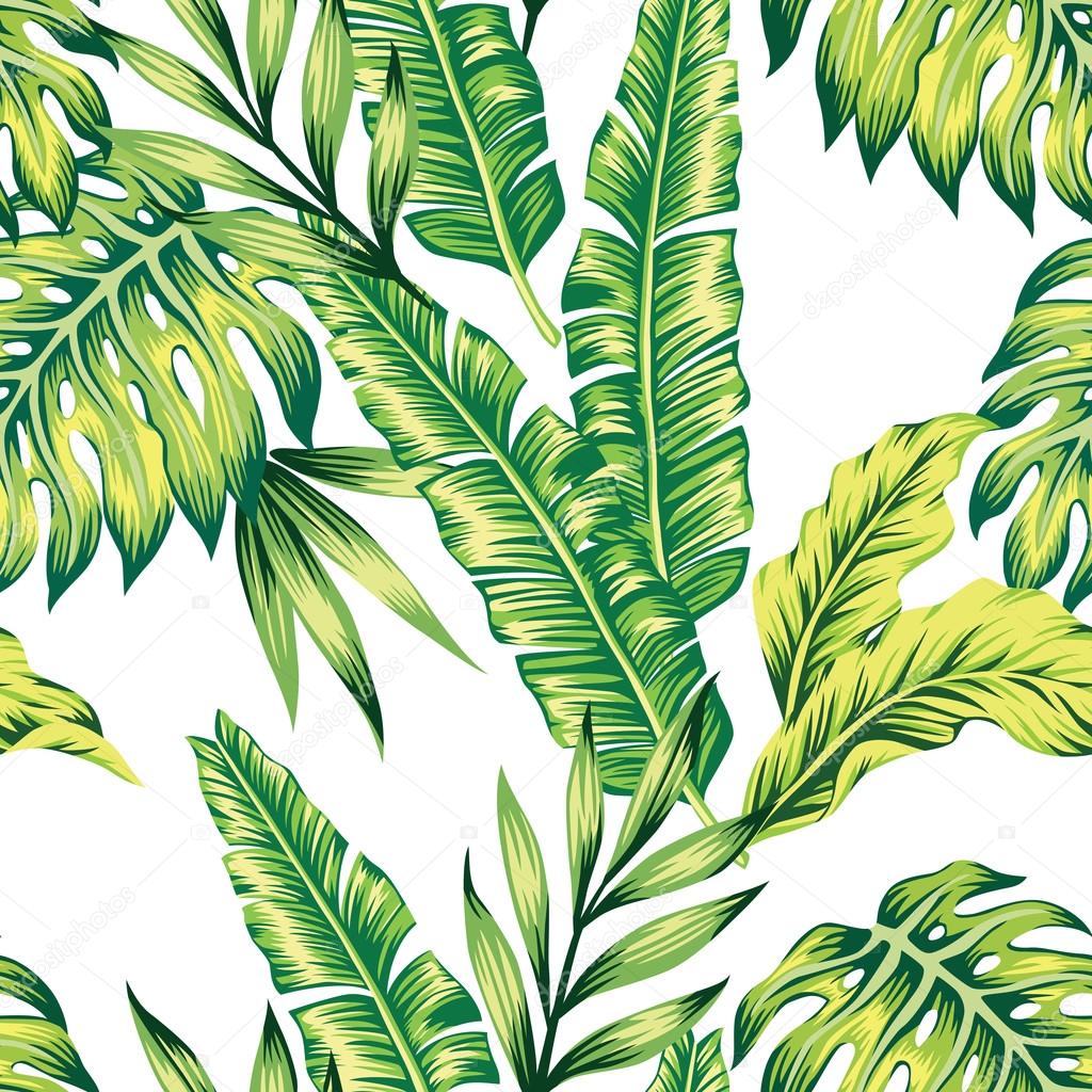 tropical plants seamless background