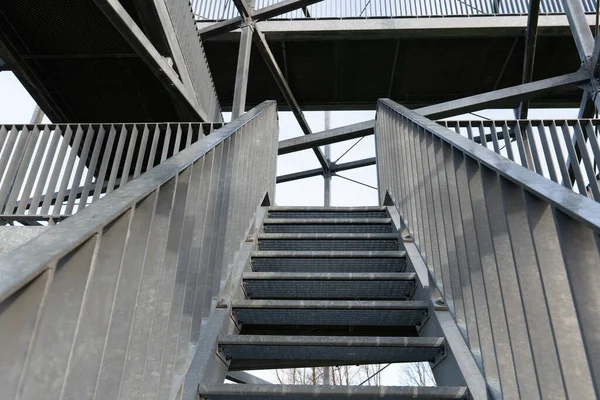 Výstavba Ocelového Schodiště Rozhledny Přístavu Rotterdam Výhledem Řeku Přístav — Stock fotografie