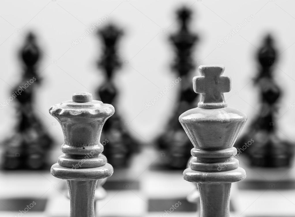 Black and white chess pieces