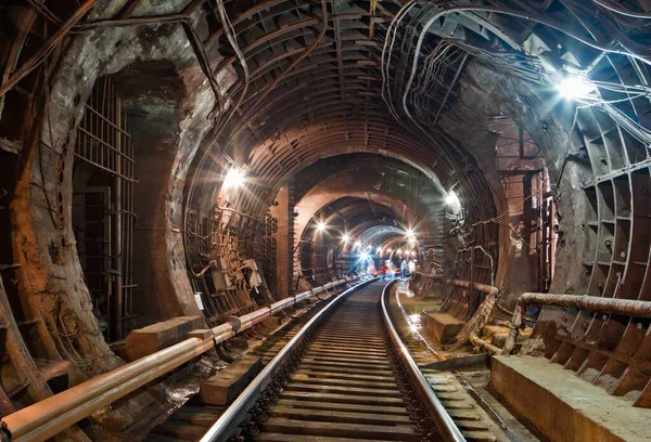 Túnel Metrô Para Trens Metropolitanos — Fotografia de Stock