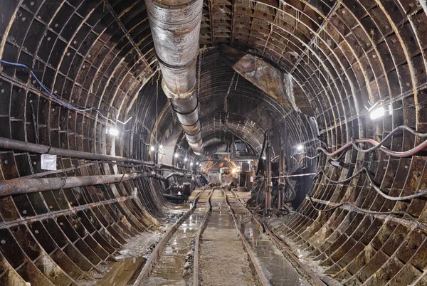 Subway Tunnel Construction Deep Metro Line Construction Old Mine Construction — Stock Fotó
