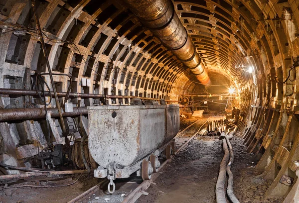 Abandoned Subway Tunnel Construction Deep Metro Line Construction Old Mine — Stock Fotó