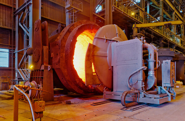 Steel production at the metallurgical plant