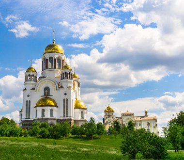 All Saints şaşaalı Rusya Land, Yekaterinburg onuruna kan Kilisesi görünümü
