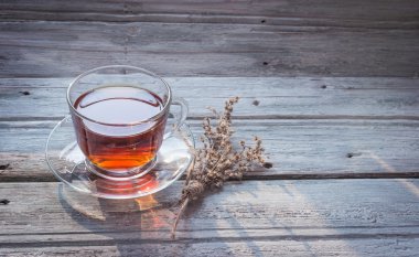 Fincan çay ve kuru dal ot