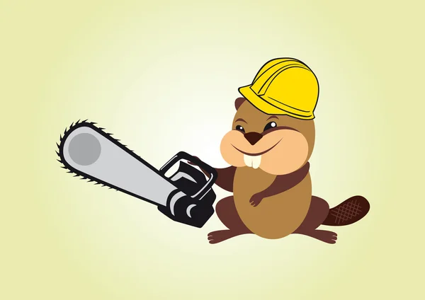 Beaver with chainsaw — Stock Vector