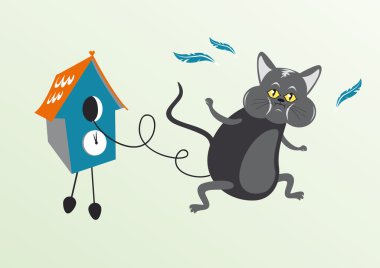 Guguklu saat içinde kedi