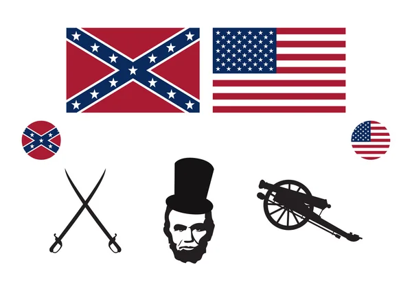 Civil War USA icono conjunto vector — Vector de stock