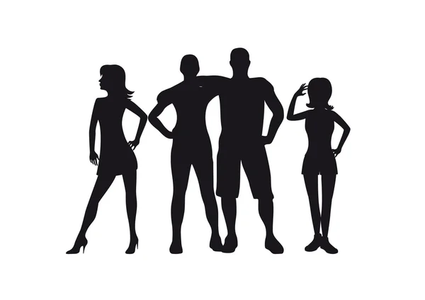 People black silhouette vector — Stock Vector