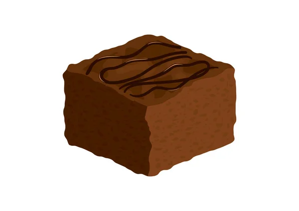 맛좋은 초콜릿 브라우니케이 초콜릿 아이콘은 배경에 분리되어 있습니다 초콜릿 아이싱 — 스톡 벡터