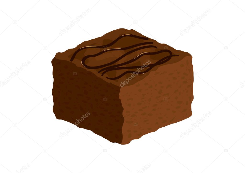 Delicious chocolate brownie cake icon vector. Sweet chocolate pastry icon isolated on a white background. Slice brownie cake with chocolate icing vector