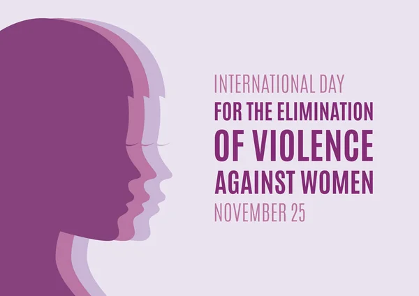 International Day Elimination Violence Women Vector Woman Face Profile Purple — Stock Vector