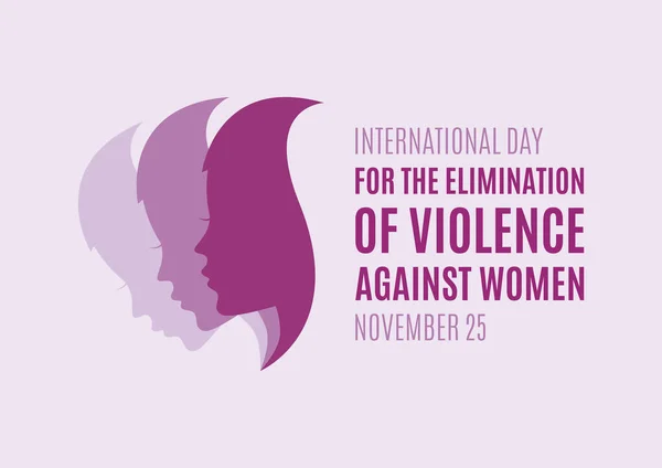 International Day Elimination Violence Women Vector Woman Face Profile Purple — Stock Vector